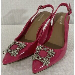 Abound Pink Patent Sling Back Heels Pumps Womens 5.5